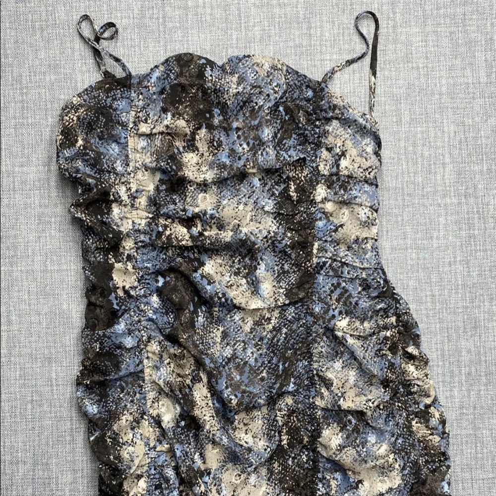 J.O.A. Just One Answer Dress Snake Print Short Ruched Size M Spaghetti strap